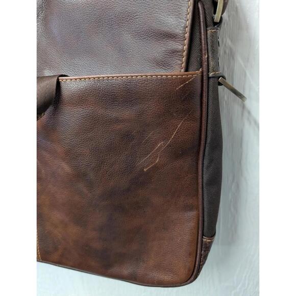 BOCONI Leather Messenger Bag Laptop Luxury Slim Brown Crossbody Shoulder Strap - Picture 9 of 9
